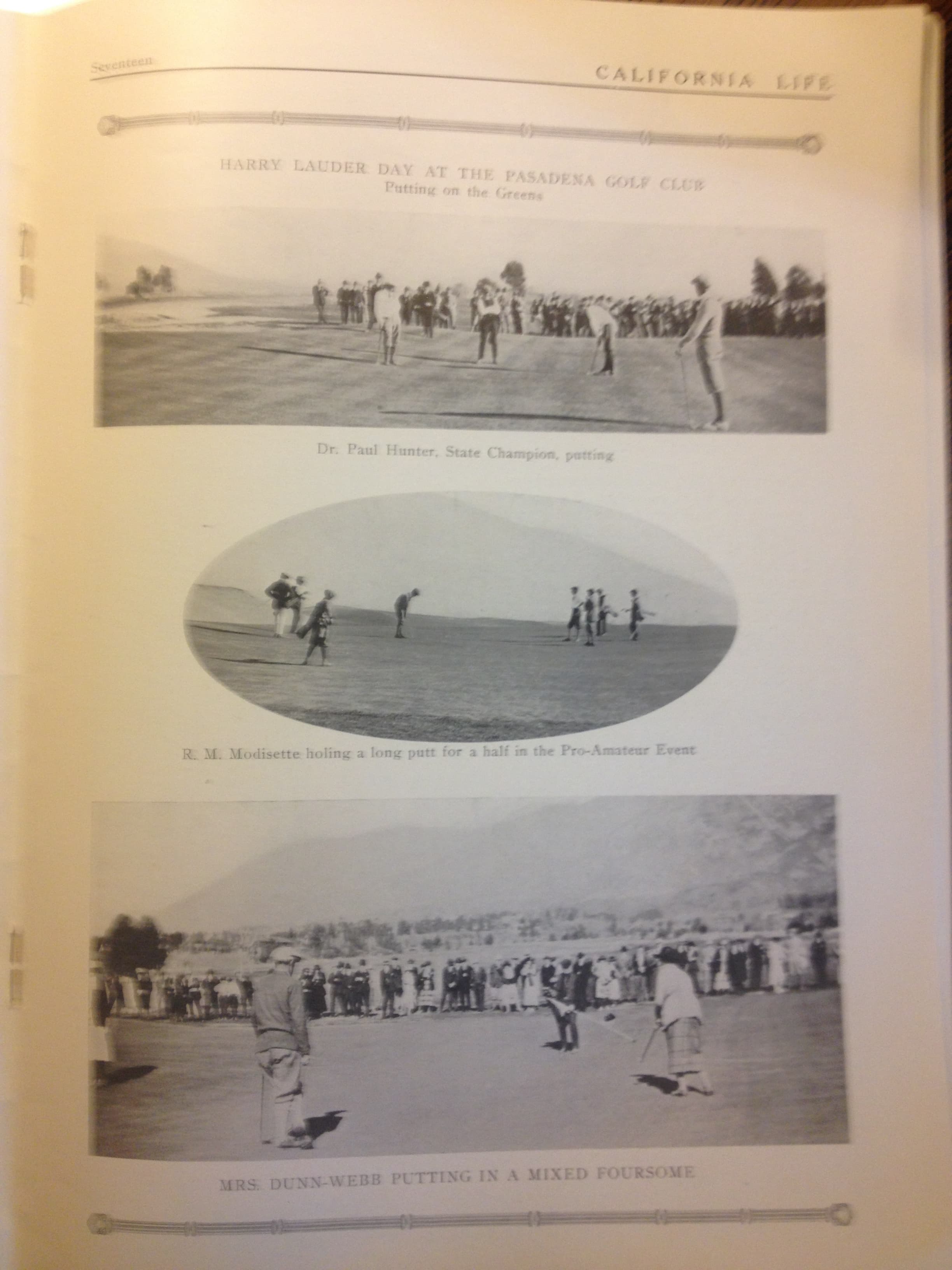 1920 California Life Magazine - three views of the new O'neill design Pasadena Golf Club