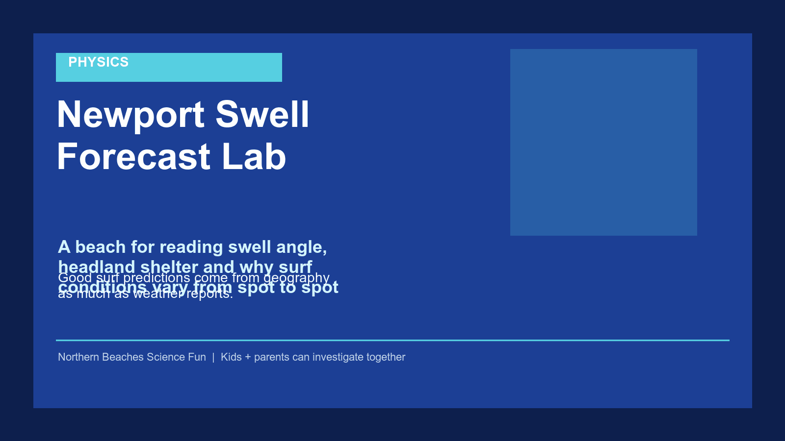 Newport Swell Forecast Lab science poster for kids and families.